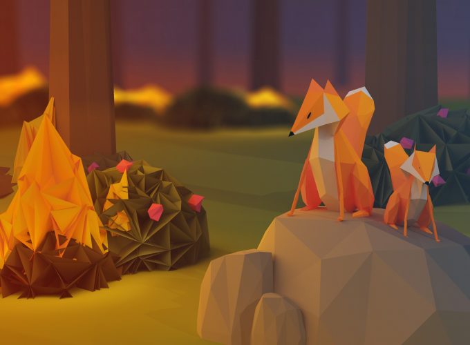 Wallpaper fox, low poly, 3d, forest, Abstract 5080617100